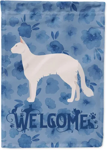 Vista 304 de Caroline's Treasures CK4813CHF - Bandera de bienvenida con gato abisinio azul, manga grande, para porche, para colgar en la pared, poliéster