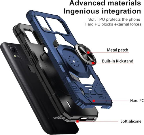Vista 3 de Ailiber AT&T Motivate 4 Funda para teléfono con protector de pantalla, soporte de anillo para soporte magnético de automóvil, grado militar