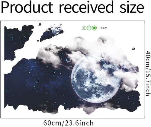 Vista 2 de Adhesivo de pared de cielo estrellado de universo 3D, decoración de techo cósmico azul, decoración creativa de pared de cielo estrellado