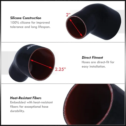Vista 2 de AJP Distributors 2.25" a 2" / 57.15mm a 2.000 in - 45 grados reductor de ángulo de codo de 3 capas manguera acoplador de silicona, conector