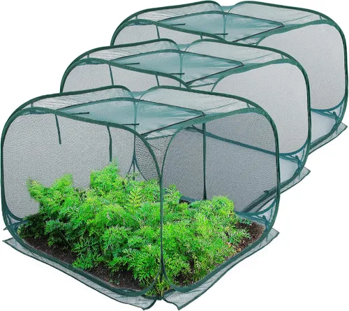 Vista 8 de ANC POP Cubierta de malla desplegable para plantas, 40 x 40 x 30 pulgadas, protector de plantas para jardín elevado y cama de flores, jaula