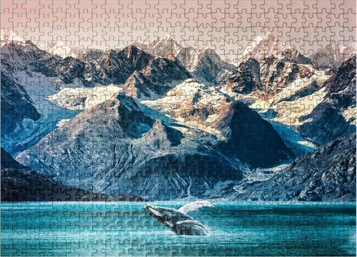 Vista 8 de MyPuzzle Alaska Whales - Rompecabezas prémium de 100 piezas, fabricado en Estados Unidos