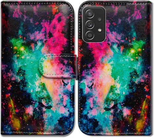 Vista 21 de Bcov Funda para Galaxy A52 5G, diseño de pájaro negro y verde con tapa para teléfono con ranura para tarjetas, soporte para Samsung Galaxy A52 5G