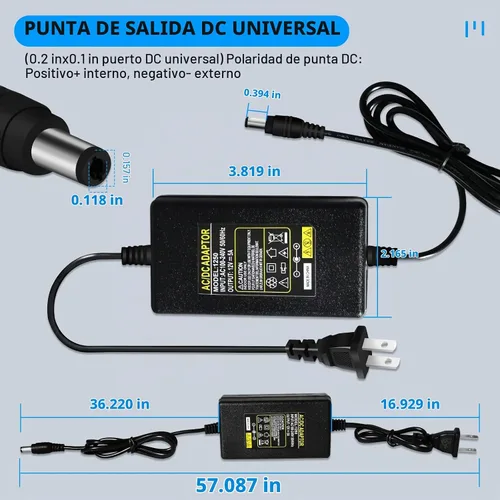 Vista 5 de YM E-Bright 12V 5A Fuente de alimentación DC/AC Adaptador de corriente Convertidor 5 Amp Transformador 100V -240V AC a 12V DC para luz de tira LED