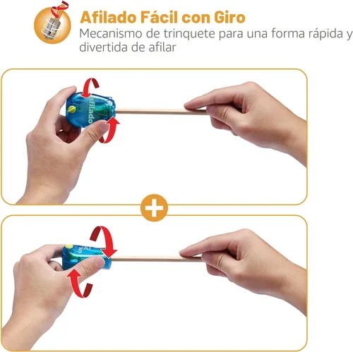 Vista 5 de Bostitch Office Twist-n-Sharp Sacapuntas de Lápices, para Niños y Lápices de Colores, Colores Surtidos (PS1-BLUE-2PK)