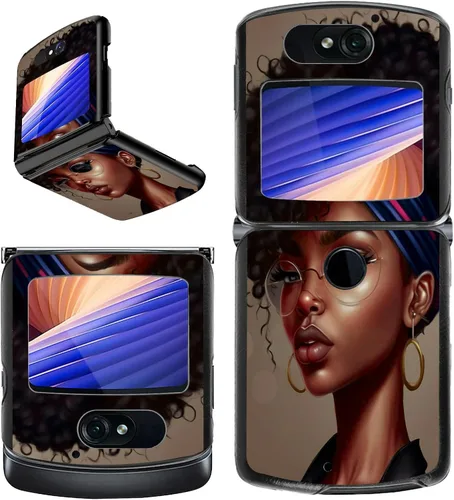 Vista 16 de Rossy Funda para Motorola Razr Plus 2023 para Moto Razr+ 2023 con patrón de niña africana para mujeres y hombres, ultra delgada, ligera