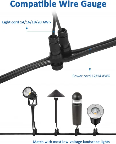 Vista 2 de SUNVIE Conectores de iluminación de paisaje, conector Fastlock de cable de bajo voltaje, conector de bajo voltaje impermeable de calibre 12-14