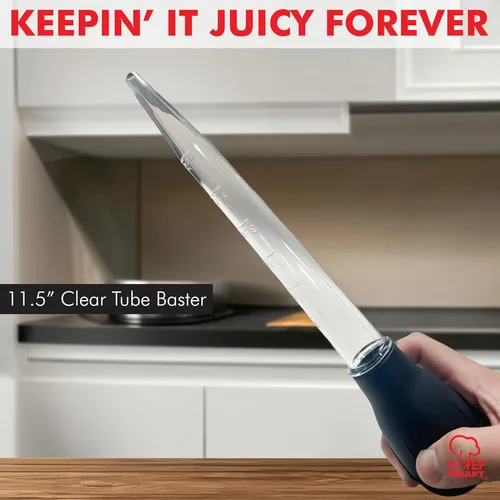 Vista 3 de Chef Craft Baster clásico con tubo transparente, 11.5 pulgadas de largo, negro