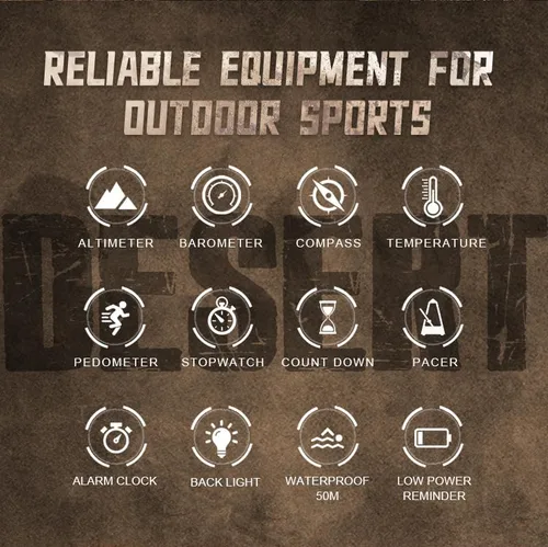 Vista 3 de CakCity Reloj táctico militar para hombre, reloj deportivo al aire libre con brújula, barómetro, altímetro y contador de pasos, reloj de pulsera