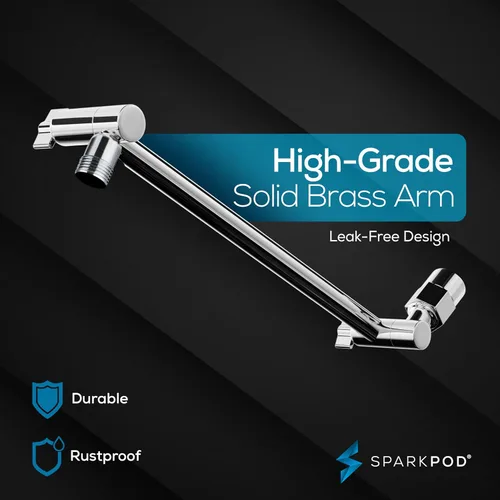 Vista 9 de SparkPod Cabezal de Ducha de Lluvia Redondo con Brazo de Extensión - Cabezal de Ducha de Altura Ajustable con Rendimiento de Alta Presión