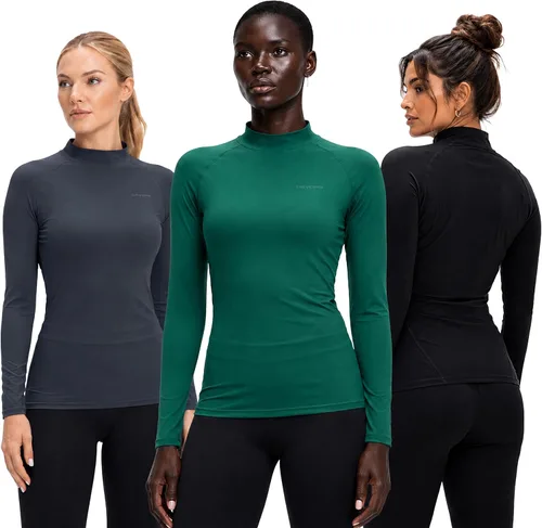 Vista 7 de DEVOPS Paquete de 3 camisetas de compresión de manga larga con cuello alto (3 unidades) Negro/Negro/Negro