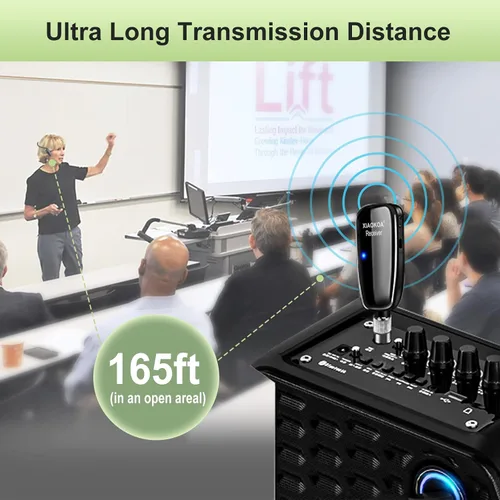 Vista 3 de Auriculares con Micrófono Inalámbrico, Sistema de Micrófono y Altavoz de Cabeza UHF, Auriculares Profesionales con Amplificador de Voz y Micrófonos