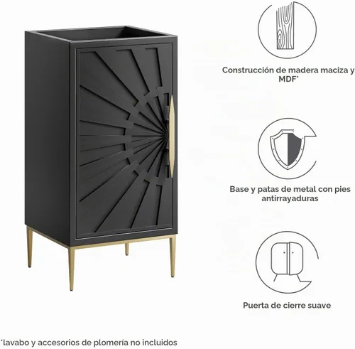 Vista 9 de Modway Awaken Mueble de tocador de baño, 18 pulgadas, color negro