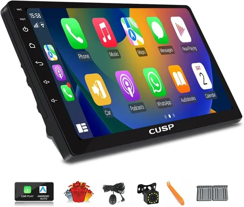 Vista 8 de CUSP Radio estéreo de coche doble DIN de 10.1 pulgadas, Android 4GB+64GB pantalla táctil principal con CarPlay inalámbrico y Android Auto