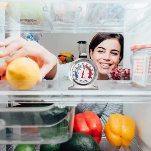 Vista 7 de Paquete de 2 termómetros para refrigerador, de 30 a -30°C/20 a 80°F, termómetro clásico para nevera de esfera grande con indicador rojo, termómetro