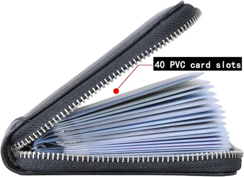 Vista 3 de Yuhan Pretty Cartera grande de cuero para pasaporte con 42 ranuras para tarjetas de crédito
