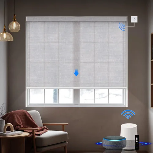 Vista 20 de Persiana enrollable motorizada de filtrado de luz funciona con HomeKit, Alexa, Google, persianas inteligentes 50% opacas para ventanas con motor