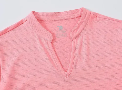 Vista 4 de BASUDAM Polo de golf para mujer, cuello en V, manga corta, sin cuello, secado rápido