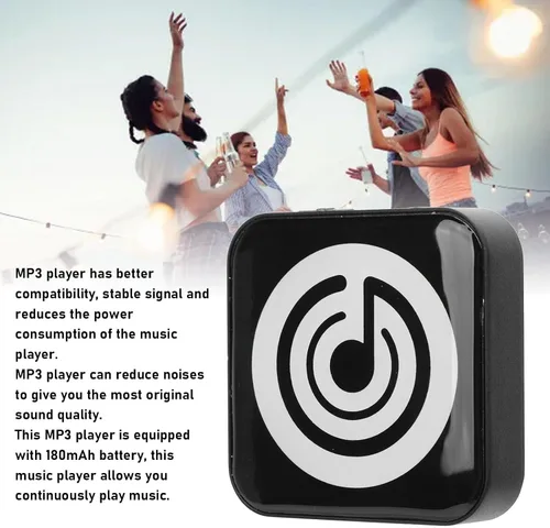 Vista 2 de Reproductor de MP3, reproductor de música de sonido sin pérdidas de alta fidelidad, reproductor de música portátil de 180 mAh con conector