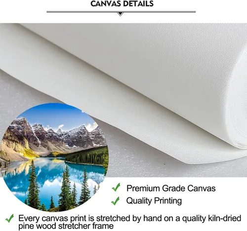 Vista 6 de Enorme lienzo de 7 piezas de arte para pared, vista del lago Moraine y cordillera al atardecer en las montañas rocosas canadienses, arte moderno