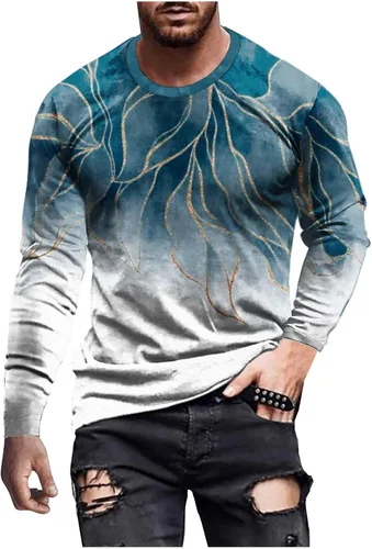 Vista 5 de Camisetas de diseñador para hombre, diseño de moda, estampado gráfico 3D, manga larga, casual, para entrenamiento, tallas grandes, para otoño