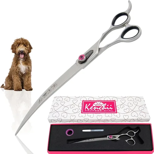 Vista 12 de Kenchii Tijeras de aseo para perros Love de 7 pulgadas rectas
