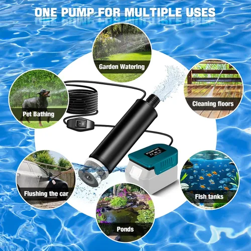Vista 4 de Bomba de agua para Makita Battery 18V LXT, bomba sumergible portátil, pequeña bomba eléctrica inalámbrica de transferencia de agua de 500 GPH