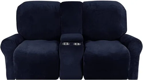 Vista 41 de Aedlcal Fundas para sofá reclinable, 10 piezas, fundas de sofá reclinable de felpa de terciopelo con consola central, con bolsillo lateral