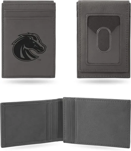 Vista 71 de Rico Industries NCAA - Cartera de bolsillo frontal grabada con láser gris, compacta, cómoda, delgada