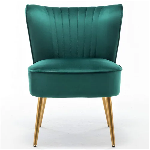 Vista 9 de Container Furniture Direct Silla moderna de terciopelo para sala de estar, dormitorio o entrada, diseño elegante y cómodo sin brazos con patas