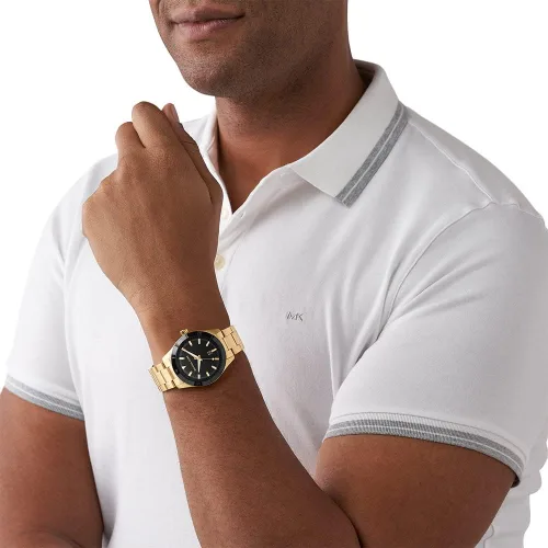 Vista 2 de Michael Kors Reloj para hombre tamaño de caja de 1732in movimiento de fecha de tres manecillas correa de acero inoxidable dorado MK8816-AMZUK Oro