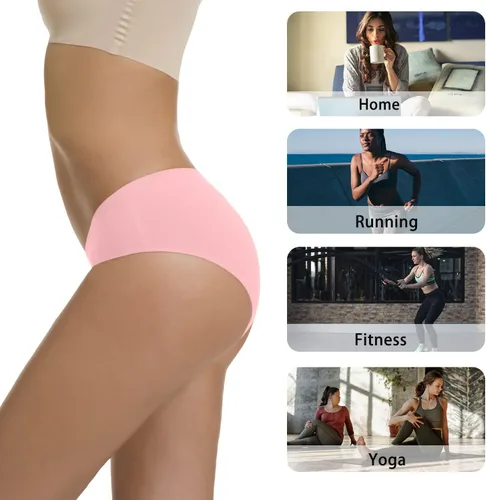 Vista 6 de LALESTE Ropa interior de algodón sin costuras para mujer, calzones invisibles sin línea de bragas, paquete de 6