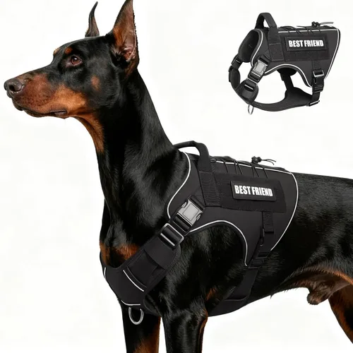 Vista 20 de Arnés Táctico para Perros Talla Pequeña, Sin Tirones Chaleco Militar para Perros con Asa, Arnés Reflectante de Servicio Pesado para Mascotas