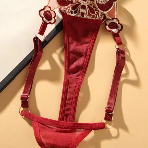 Vista 6 de Bragas florales sexy con tanga para mujer con tamaño ajustable