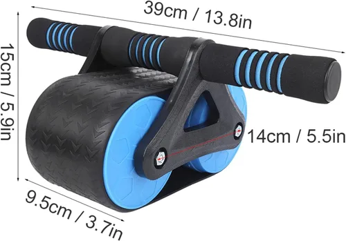 Vista 7 de Springback Wheels - Rodillo para ejercitador abdominal azul silencioso, equipo de fitness para gimnasio en casa, entrenamiento de fuerza de núcleo
