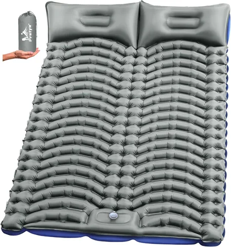 Vista 9 de Double Camping Sleeping pad with Pillow & Built-in Foot Pump Navy Blue