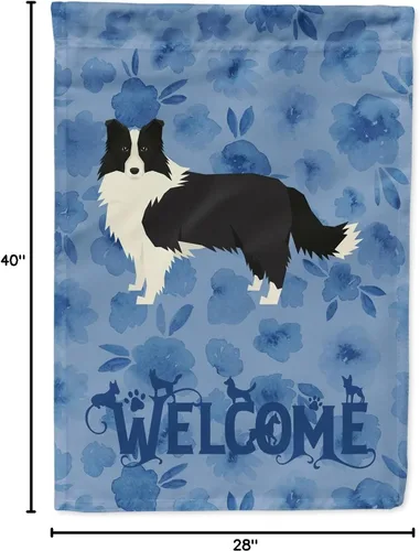 Vista 8 de Caroline's Treasures CK6226CHF Border Collie - Bandera de bienvenida para casa de porche grande, poste decorativo para exteriores, para colgar