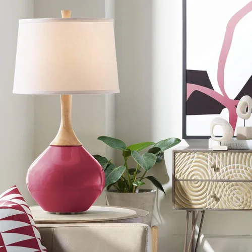 Vista 14 de Color + Plus Wexler 31" White Shade Mellow Coral Pink Table Lamp