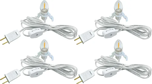 Vista 8 de Cable accesorio con luces nocturnas LED - Cable blanco con interruptor de encendido/apagado, bombillas C7 blancas cálidas y fusible de repuesto
