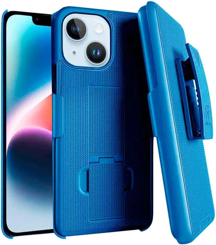 Vista 10 de Diseñada para iPhone 14 Plus - Funda con clip para cinturón y funda tipo pistolera - Funda protectora con soporte para teléfono - Negro (Puntos)
