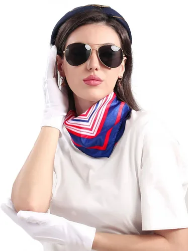 Vista 3 de LaVenty Accesorios de disfraz de azafata para mujer, accesorios de disfraz de azafata, sombrero, aretes, gafas de sol, bufanda, guantes