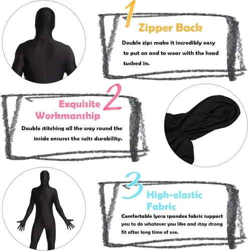 Vista 2 de woahee Traje completo del cuerpo del traje del spandex, traje adulto del traje de Zentai de las mujeres de los hombres