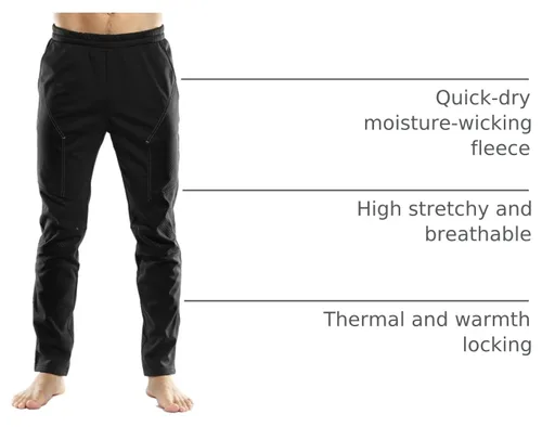 Vista 2 de INBIKE Pantalones de ciclismo de invierno para hombre, pantalones deportivos con forro polar resistente al viento para ciclismo, correr, senderismo