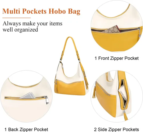 Vista 6 de Over Earth Genuine Leather Hobo Bags for Women Medium Soft Purses Casual Shoulder Bag and Handbags