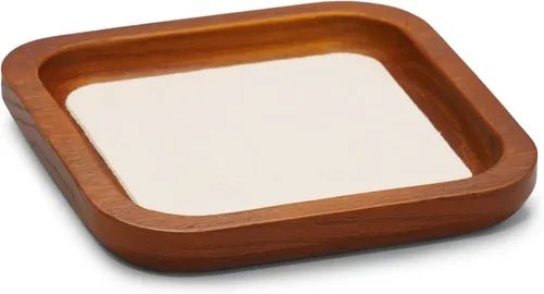 Vista 4 de Oirlv - Bandeja de exhibición de joyas de madera maciza, organizador Blanco crema