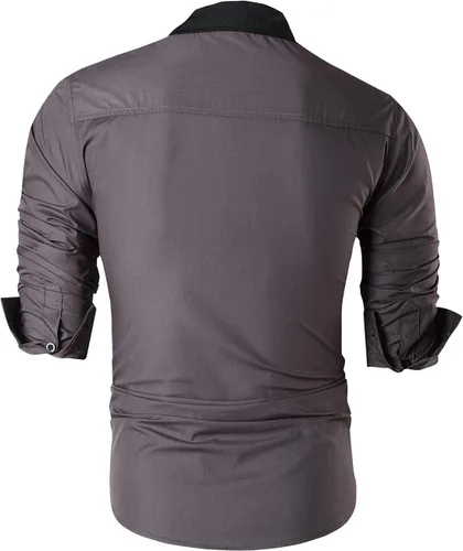 Vista 8 de jeansian - Camisas de manga larga de ajuste entallado para hombre (8397), con botones, informales y de vestir.