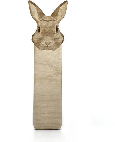 Vista 6 de Marcador de madera grabado con oso Marcalibros geométrico de madera de abedul báltico ¡Gran idea de regalo!