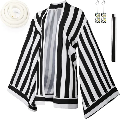 Vista 7 de Drofe Batas de anime Tanjiro, disfraz de cosplay Zenitsu Kimono