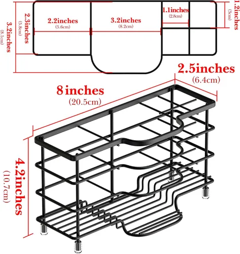 Vista 3 de Linkidea Soporte para cepillos de dientes para baño, organizador de encimera de acero inoxidable con 6 ranuras para cepillos de dientes, pasta