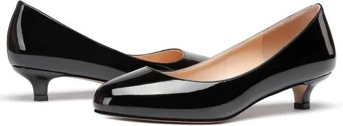 Vista 6 de WAYDERNS Zapatos de vestir de trabajo de patente para mujer, con puntera redonda, sin cordones, tacón bajo, 1.5 pulgadas